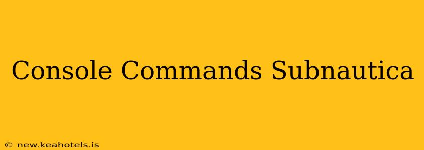 Console Commands Subnautica